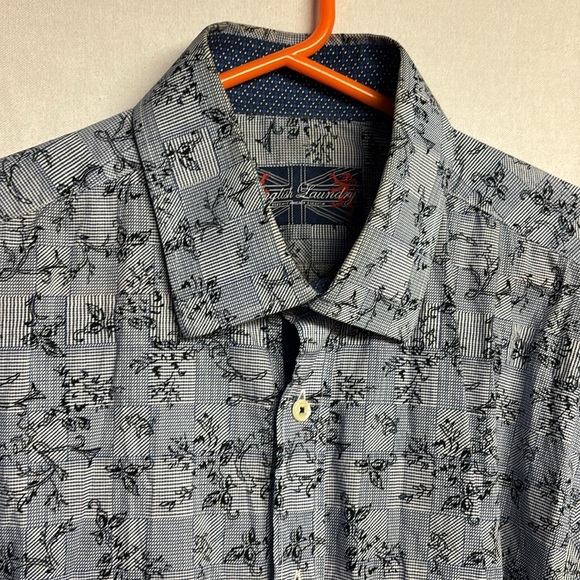 English Laundry Men’s Blue Checkered and Ivy Dress Shirt Size US 17 36/37 - Picture 4 of 9